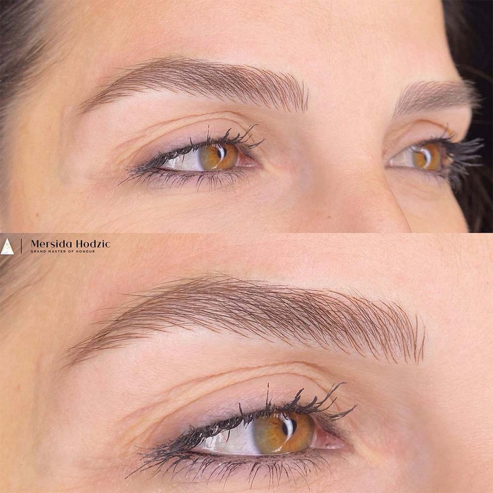 vor und nach einer Augenbrauenbehandlung mit phi super pigment im Farbton braun 2 vor und nach einer Augenbrauenbehandlung mit phi super pigment im Farbton braun 2