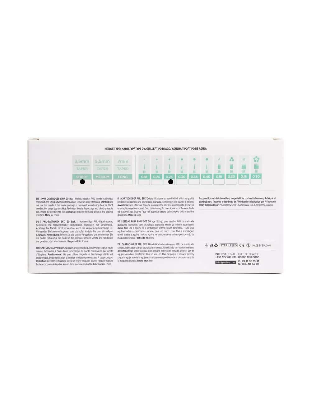 PMU Cartridges 0.25 1R, 3.5mm taper (EN17) 20 pcs 0,25-1R-3.5m_5.jpg