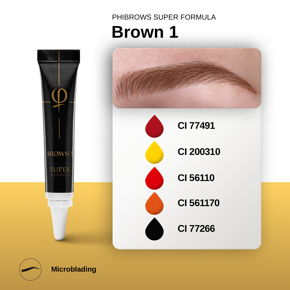 Phibrows Brown 1 SUPER Pigment 5ml - 2pcs